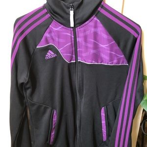 PURPLE AND BLACK ADIDAS CLIMA COOL ZIP UP SZ M